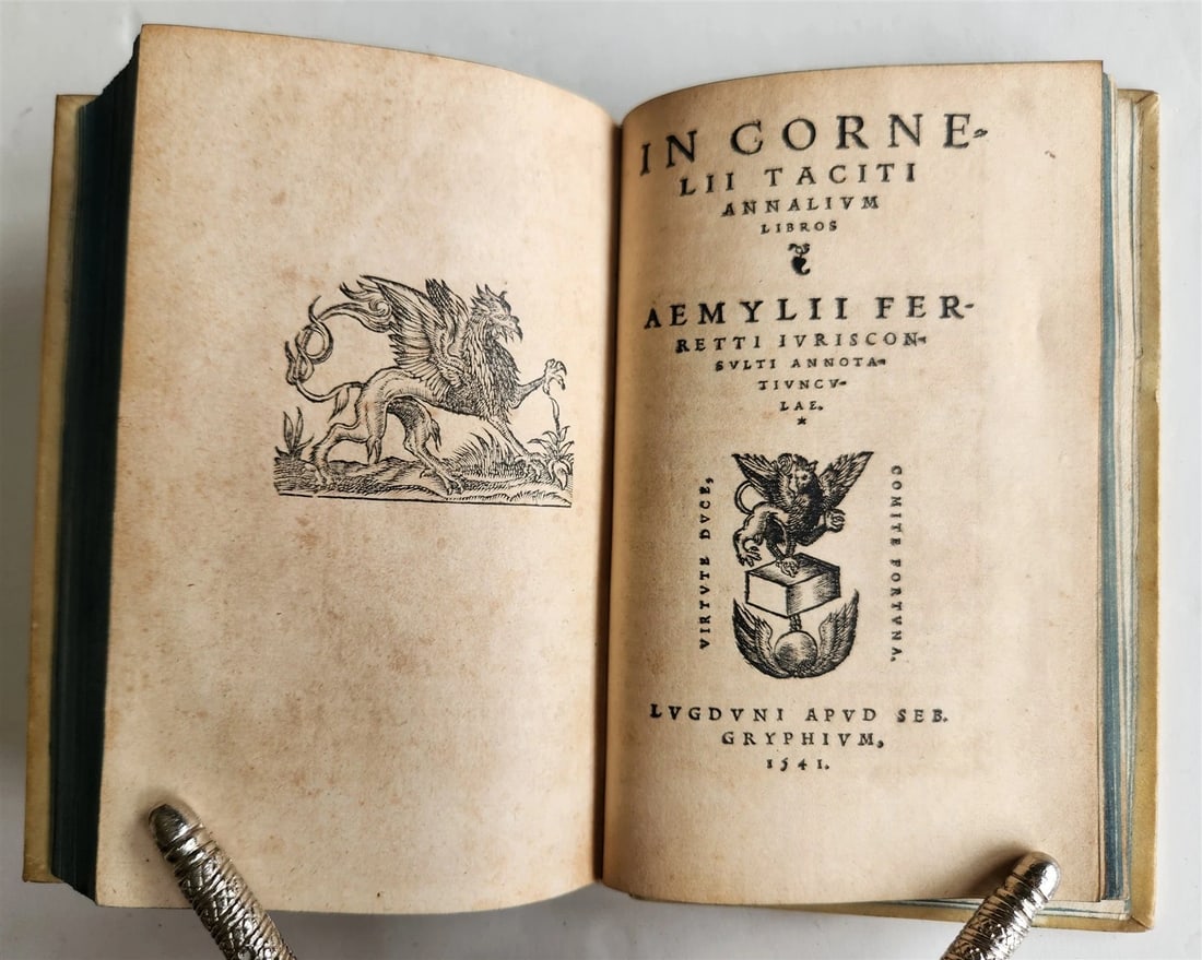 1542 CORNELIUS TACITUS ANNOTATIONS antique VELLUM BINDING 16th CENTURY Gryphius - 2