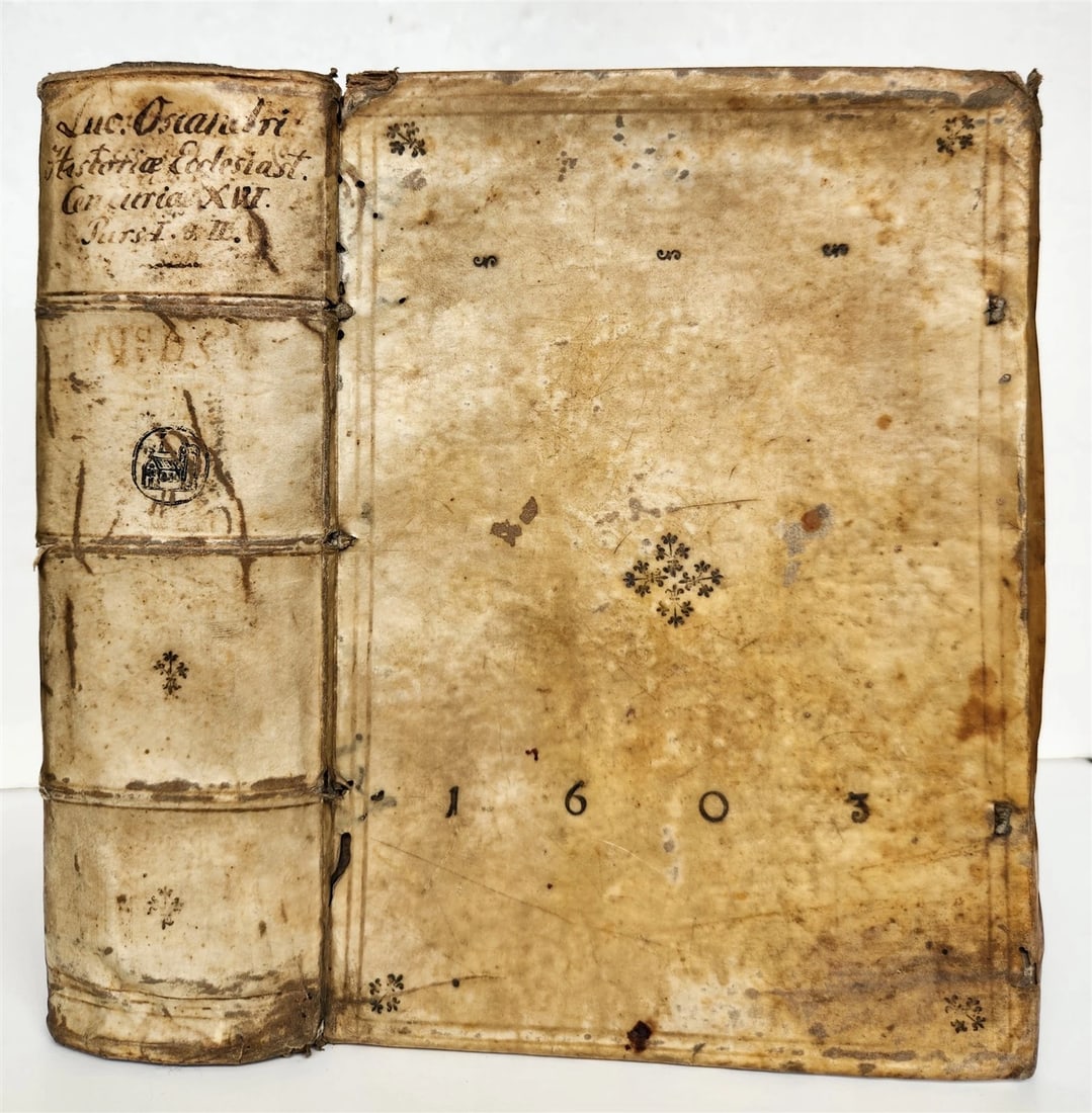 1603 ECCLESIASTICAL HISTORY by LUCAS OSIANDER antique DATED VELLUM BINDING (1 of 14)
