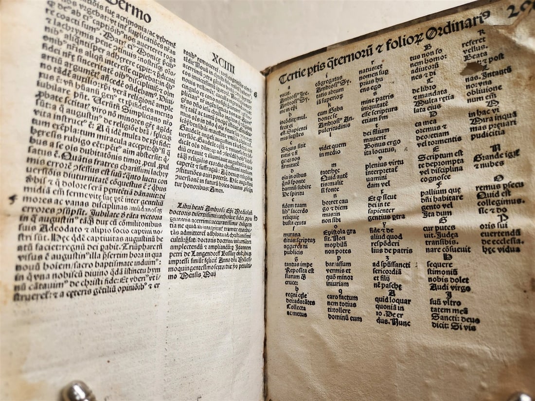 1506 POST-INCUNABULA ST.AMBROSE of MILAN antique OMNIA OPERA v. III - 12