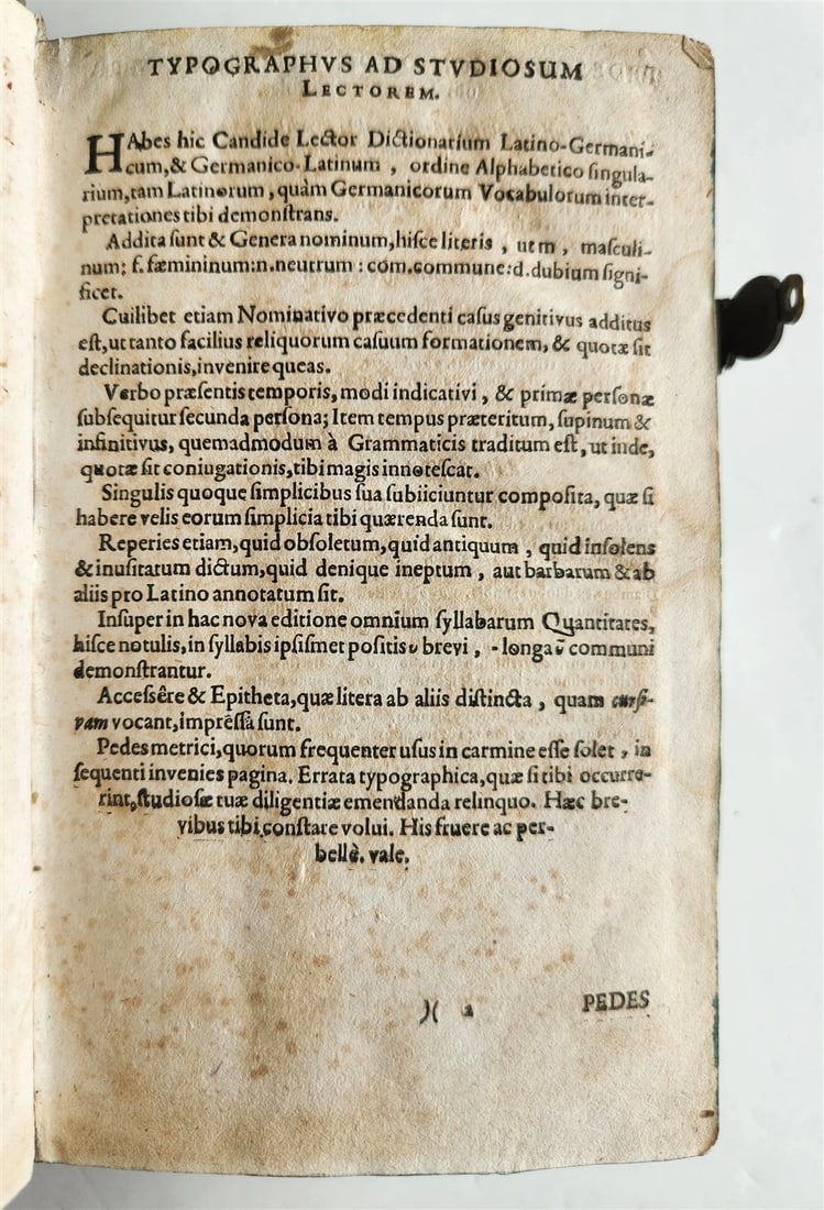 1653 LATIN GERMAN DICTIONARY antique PIGSKIN BINDING - 5