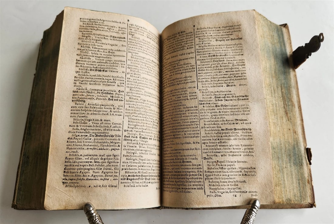 1653 LATIN GERMAN DICTIONARY antique PIGSKIN BINDING - 7