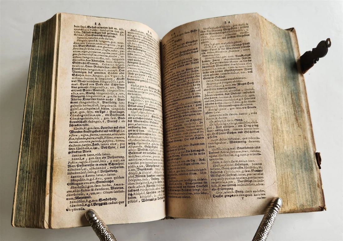 1653 LATIN GERMAN DICTIONARY antique PIGSKIN BINDING - 8