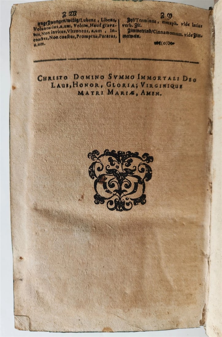 1653 LATIN GERMAN DICTIONARY antique PIGSKIN BINDING - 9