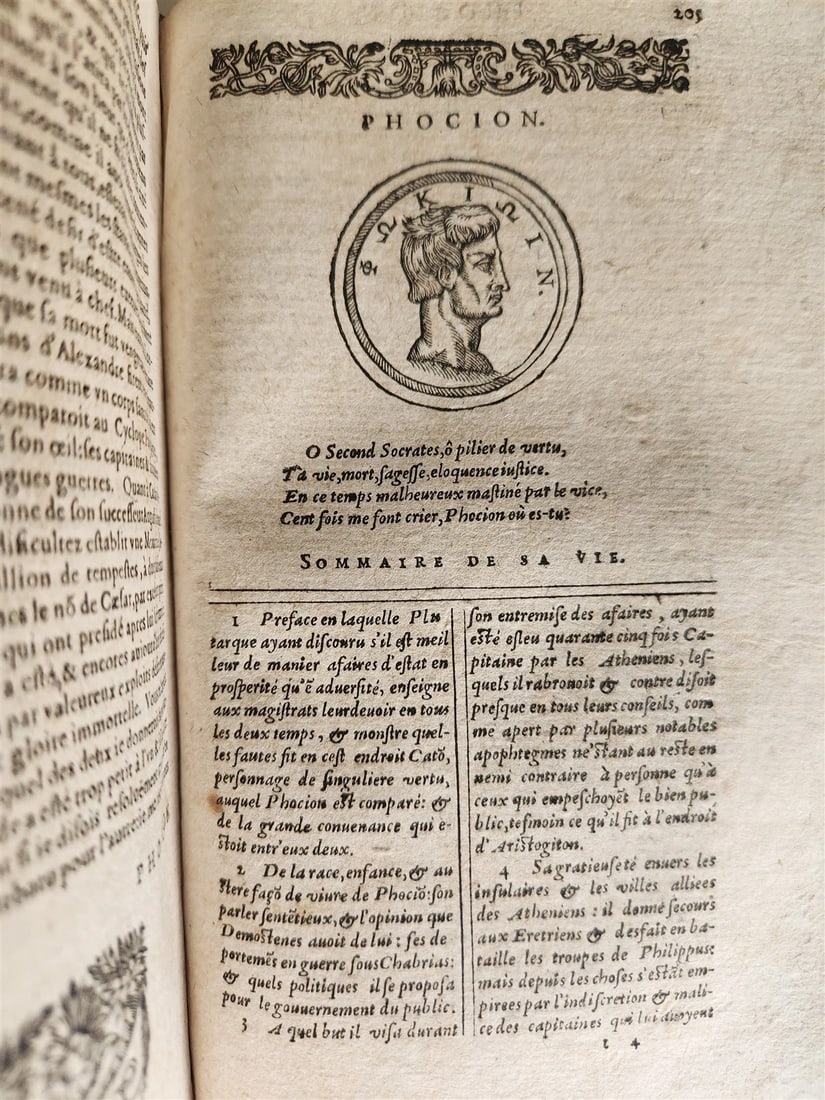 1594 PLUTARQUE Lives of Illustrious Greeks & Romans 2 VOLS antique ILLUSTRATED - 10
