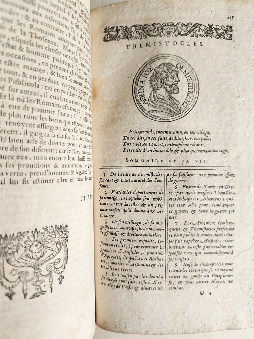1594 PLUTARQUE Lives of Illustrious Greeks & Romans 2 VOLS antique ILLUSTRATED - 5
