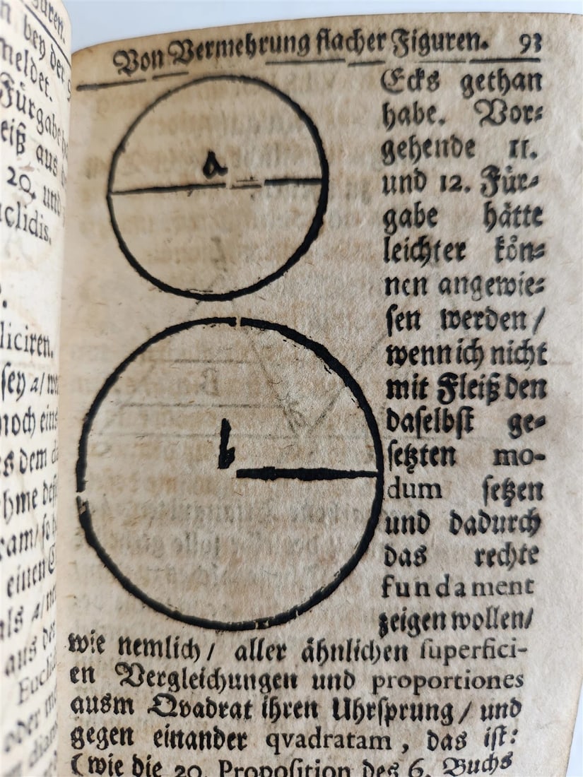 1712 GEOMETRY ILLUSTRATED antique in GERMAN vellum bound - 17