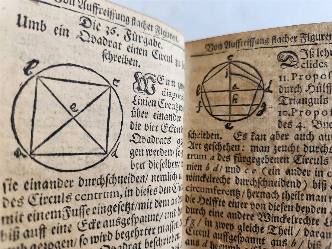 1712 GEOMETRY ILLUSTRATED antique in GERMAN vellum bound - 18