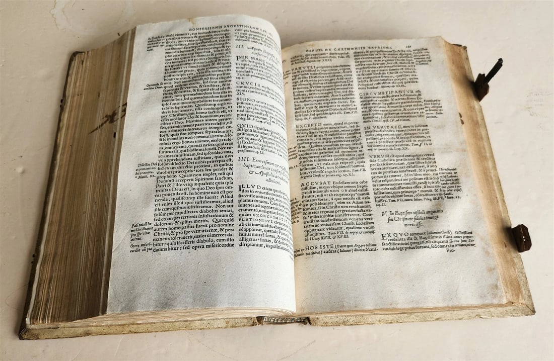 1569 CONFESSIONS of ST.AUGUSTINE by Jerónimo Torres antique PIGSKIN BOUND FOLIO - 11