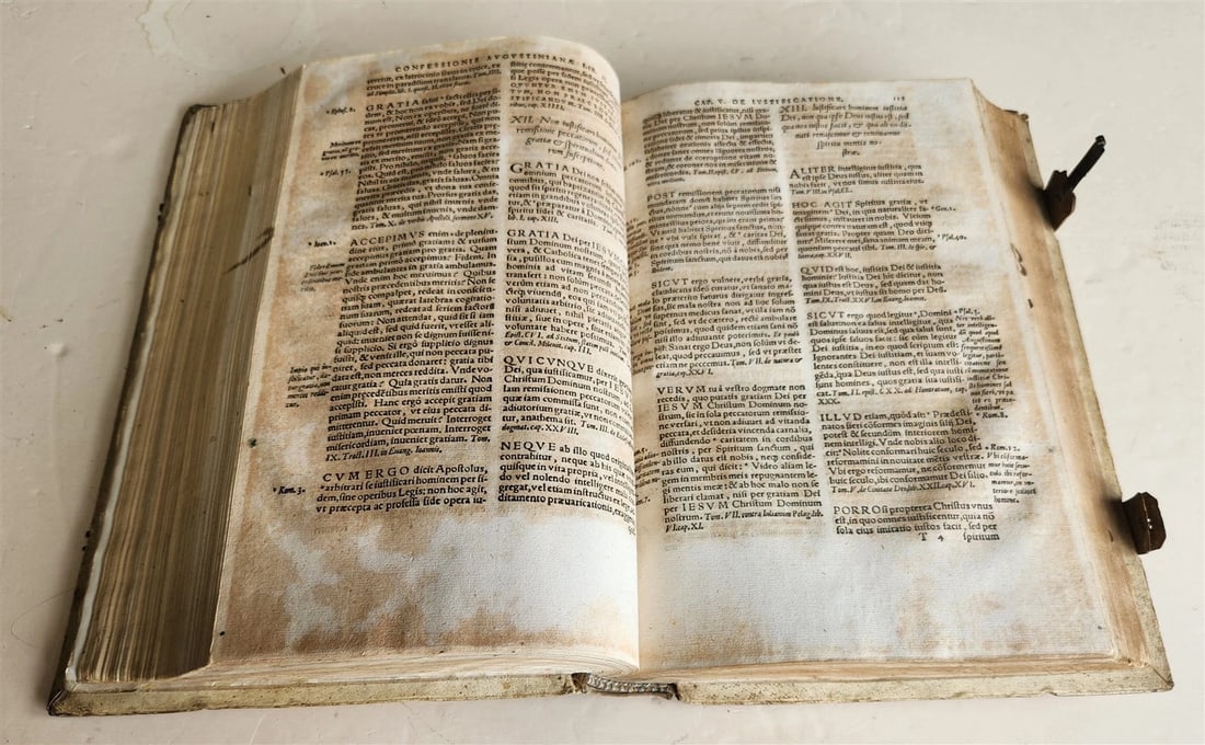 1569 CONFESSIONS of ST.AUGUSTINE by Jerónimo Torres antique PIGSKIN BOUND FOLIO - 9