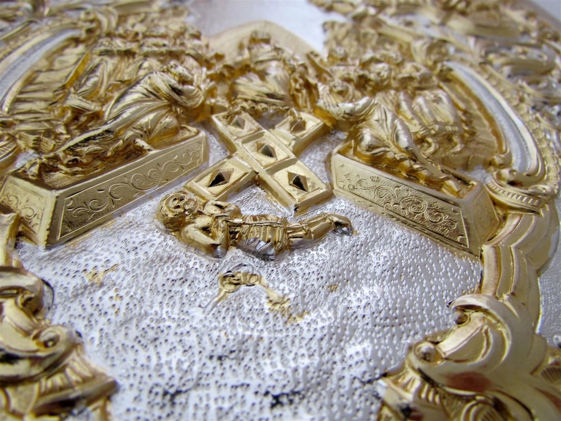 GREEK RUSSIAN ORTHODOX CHURCH GOSPEL GILT BRASS COVERS folio NEW mint condition - 10