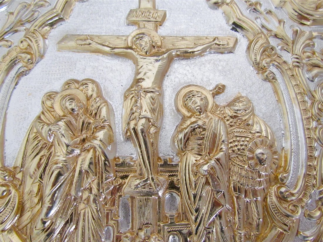 GREEK RUSSIAN ORTHODOX CHURCH GOSPEL GILT BRASS COVERS folio NEW mint condition - 3