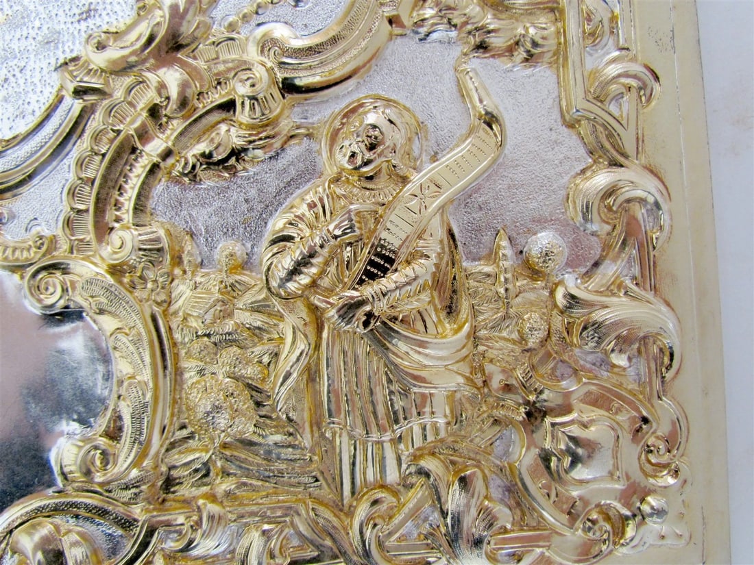 GREEK RUSSIAN ORTHODOX CHURCH GOSPEL GILT BRASS COVERS folio NEW mint condition - 9