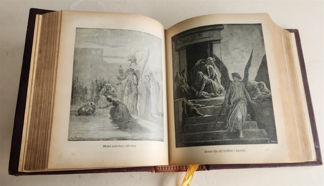 1890 BIBLE in SWEDISH ANTIQUE VICTORIAN MASSIVE FOLIO GUSTAVE DORE ILLUSTRATED - 12