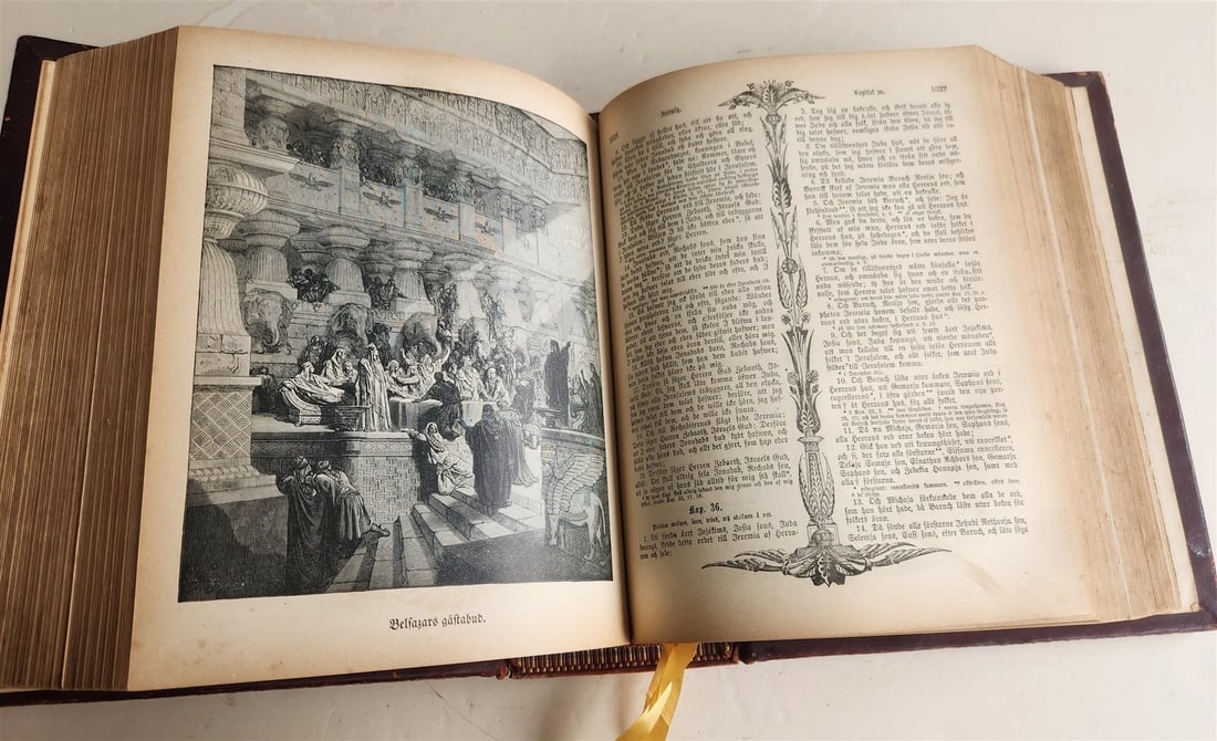 1890 BIBLE in SWEDISH ANTIQUE VICTORIAN MASSIVE FOLIO GUSTAVE DORE ILLUSTRATED - 19