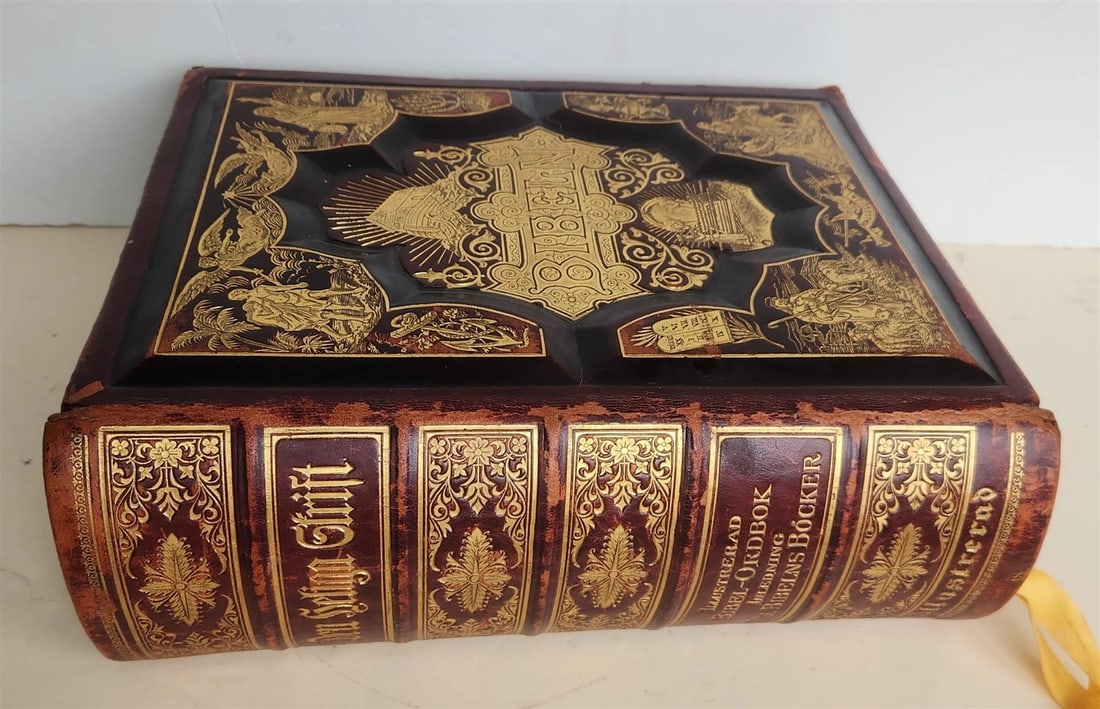 1890 BIBLE in SWEDISH ANTIQUE VICTORIAN MASSIVE FOLIO GUSTAVE DORE ILLUSTRATED - 3