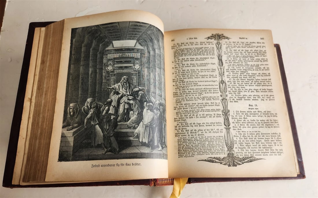 1890 BIBLE in SWEDISH ANTIQUE VICTORIAN MASSIVE FOLIO GUSTAVE DORE ILLUSTRATED - 8