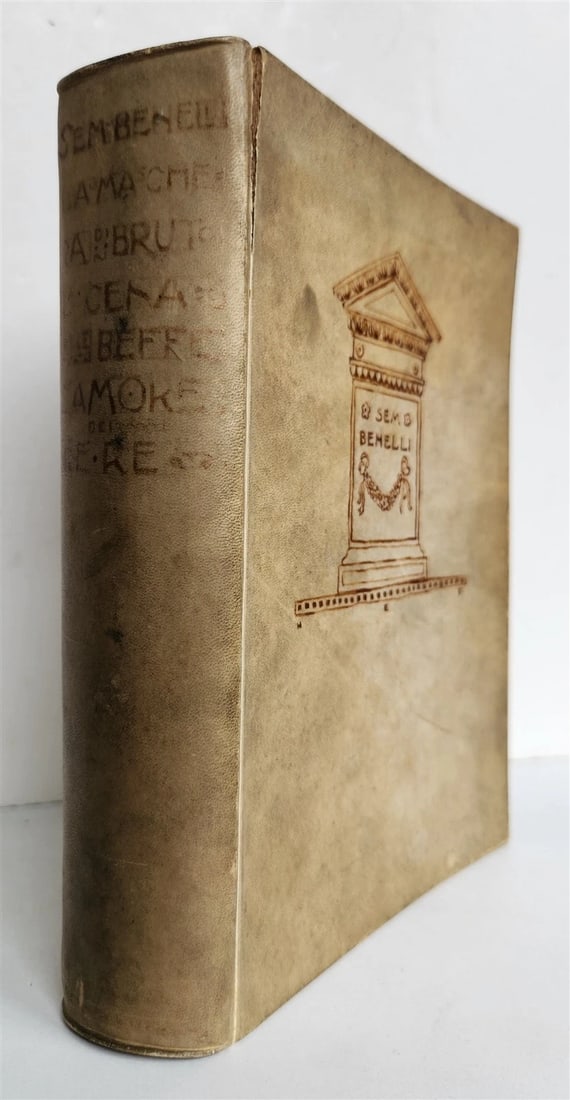 1910 LA MASCHERA di BRUTO antique poetry theatre VELLUM BOUND illustrated: Title: 1910 LA MASCHERA di BRUTO antique poetry theatre VELLUM BOUND illustrated Description: LA MASCHERA di BRUTO by SEM BENELLI Milano; 1910 (Drama in verses) Illustrated Full vellum binding,