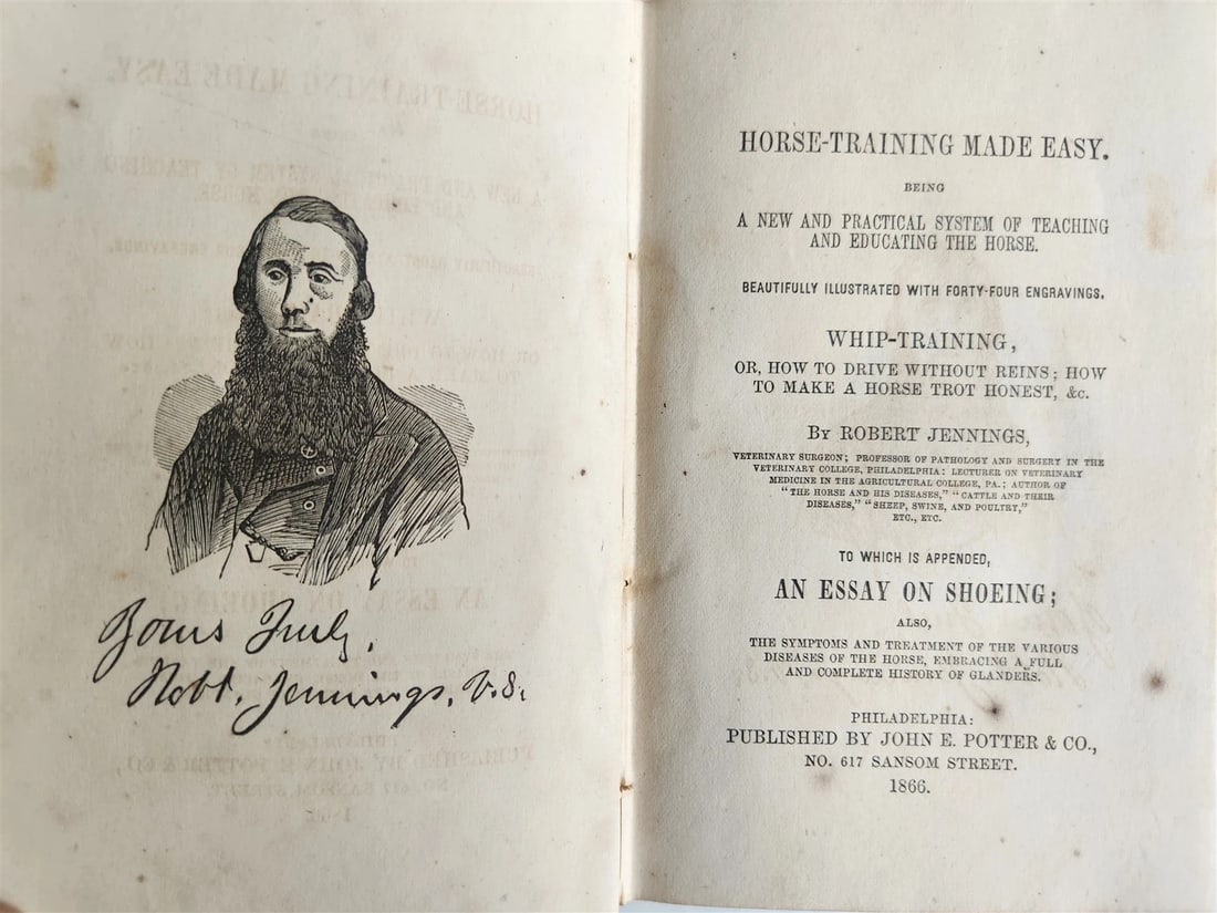 1866 HORSE TRAINING MADE EASY by Robert Jennings illustrated ANTIQUE: Title: 1866 HORSE TRAINING MADE EASY by Robert Jennings illustrated ANTIQUE Description: HORSE TRAINING MADE EASY by Robert Jennings Philadelphia; 1866 Illustrated Original embossed publisher's cloth