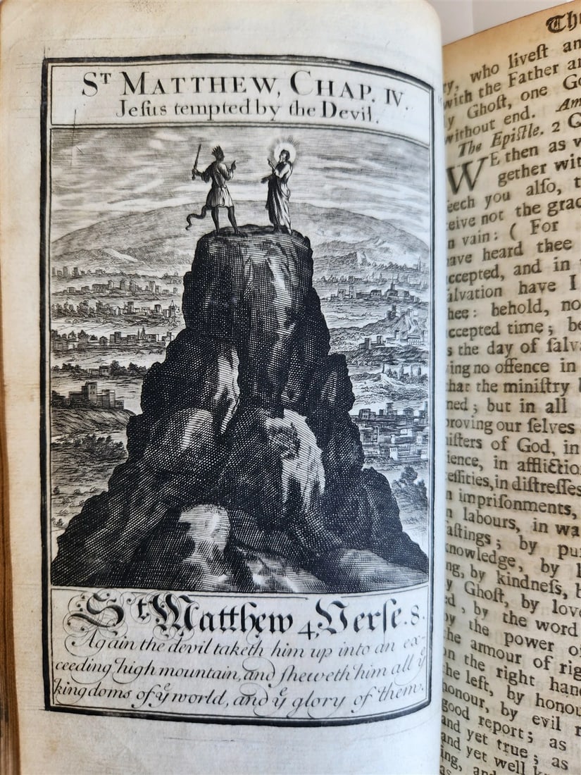 1707 BOOK OF COMMON PRAYER in ENGLISH w/ PSALMS of DAVID ANTIQUE illustrated - 15