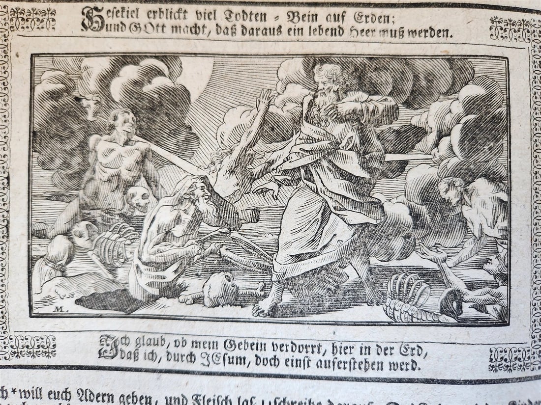 1755 BIBLE in GERMAN ANTIQUE illustrated PIGSKIN MASSIVE FOLIO w/ BRASS CORNERS - 11