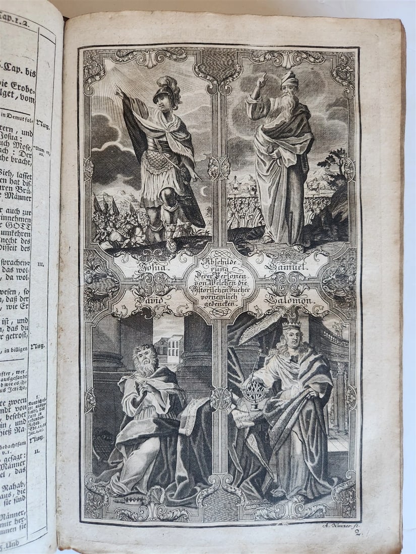 1755 BIBLE in GERMAN ANTIQUE illustrated PIGSKIN MASSIVE FOLIO w/ BRASS CORNERS - 9