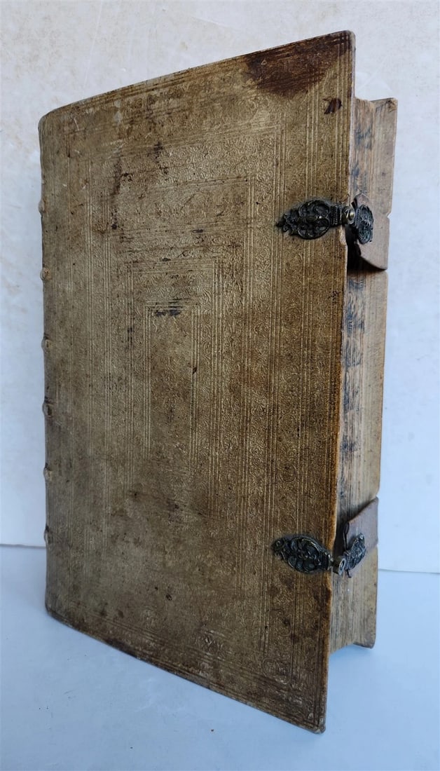 1763 BIBLE in GERMAN antique PIGSKIN BOUND FOLIO ILLUSTRATED w/ 212 ENGRAVINGS - 3