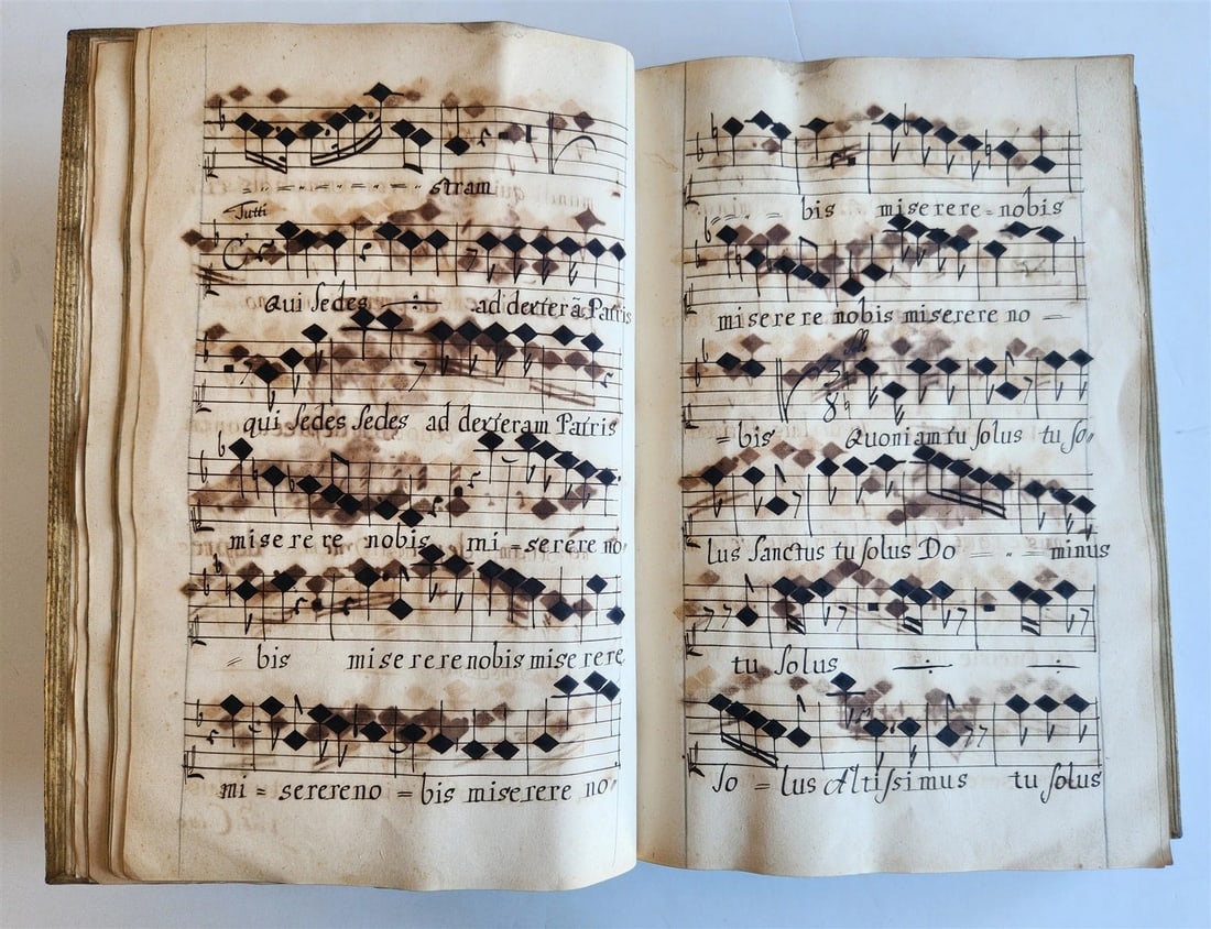 1725 MUSICAL MANUSCRIPT antique AMAZING PIGSKIN BOUND IMPERIAL FOLIO - 10