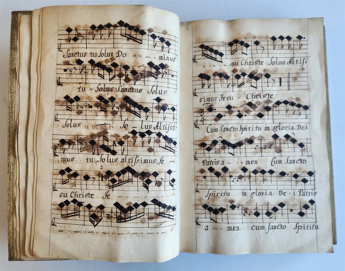 1725 MUSICAL MANUSCRIPT antique AMAZING PIGSKIN BOUND IMPERIAL FOLIO - 11