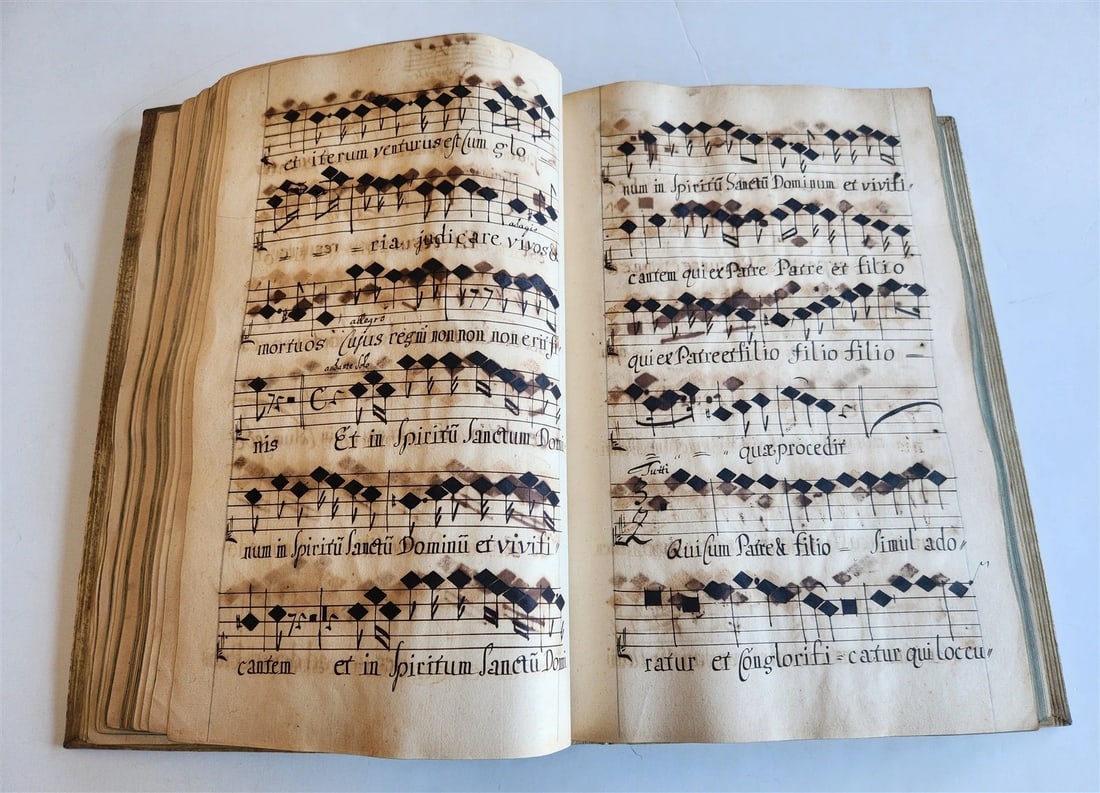 1725 MUSICAL MANUSCRIPT antique AMAZING PIGSKIN BOUND IMPERIAL FOLIO - 13