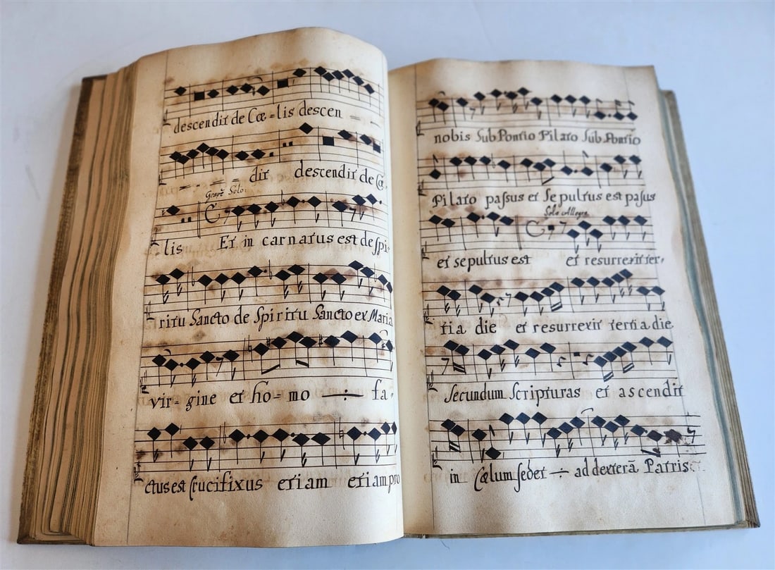 1725 MUSICAL MANUSCRIPT antique AMAZING PIGSKIN BOUND IMPERIAL FOLIO - 15
