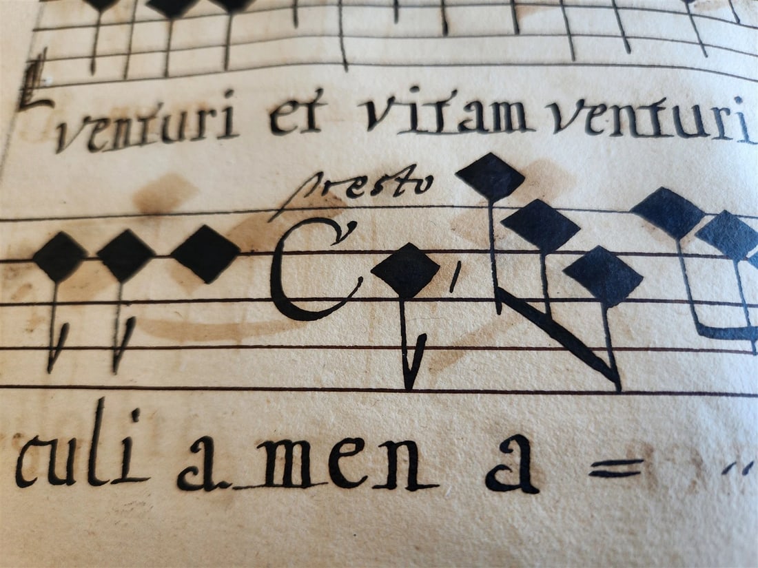 1725 MUSICAL MANUSCRIPT antique AMAZING PIGSKIN BOUND IMPERIAL FOLIO - 16