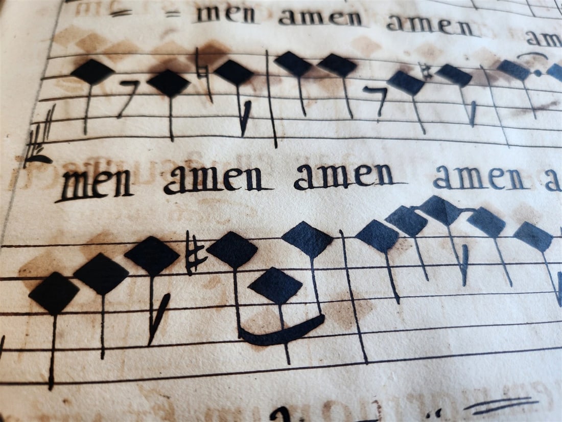 1725 MUSICAL MANUSCRIPT antique AMAZING PIGSKIN BOUND IMPERIAL FOLIO - 17