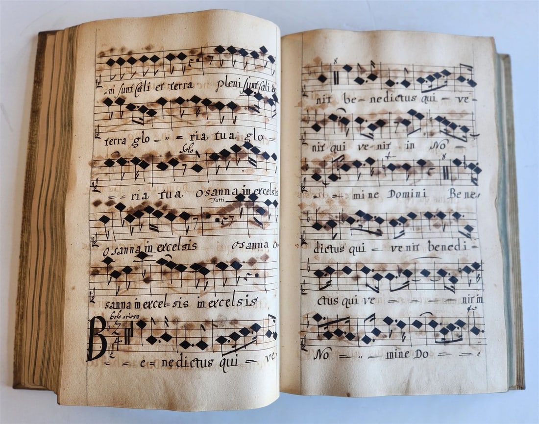 1725 MUSICAL MANUSCRIPT antique AMAZING PIGSKIN BOUND IMPERIAL FOLIO - 18