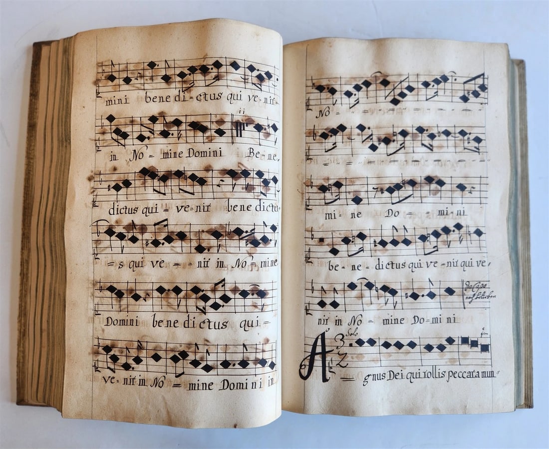 1725 MUSICAL MANUSCRIPT antique AMAZING PIGSKIN BOUND IMPERIAL FOLIO - 19