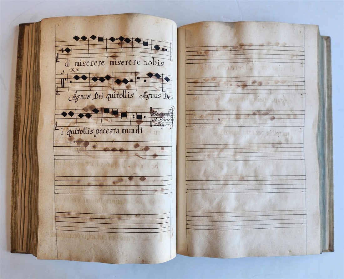 1725 MUSICAL MANUSCRIPT antique AMAZING PIGSKIN BOUND IMPERIAL FOLIO - 20