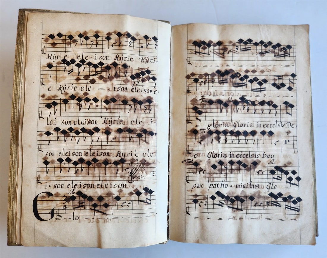 1725 MUSICAL MANUSCRIPT antique AMAZING PIGSKIN BOUND IMPERIAL FOLIO - 6