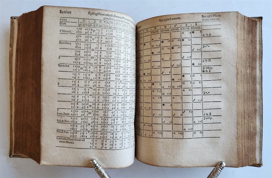 1581 ASTROLOGY & ASTRONOMY Ephemerides Johannes Stadius ANTIQUE 2 PIGSKIN VOLS - 15