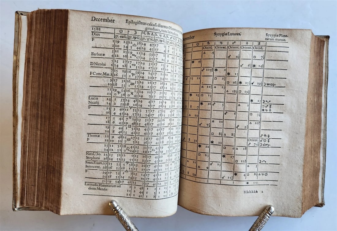 1581 ASTROLOGY & ASTRONOMY Ephemerides Johannes Stadius ANTIQUE 2 PIGSKIN VOLS - 18