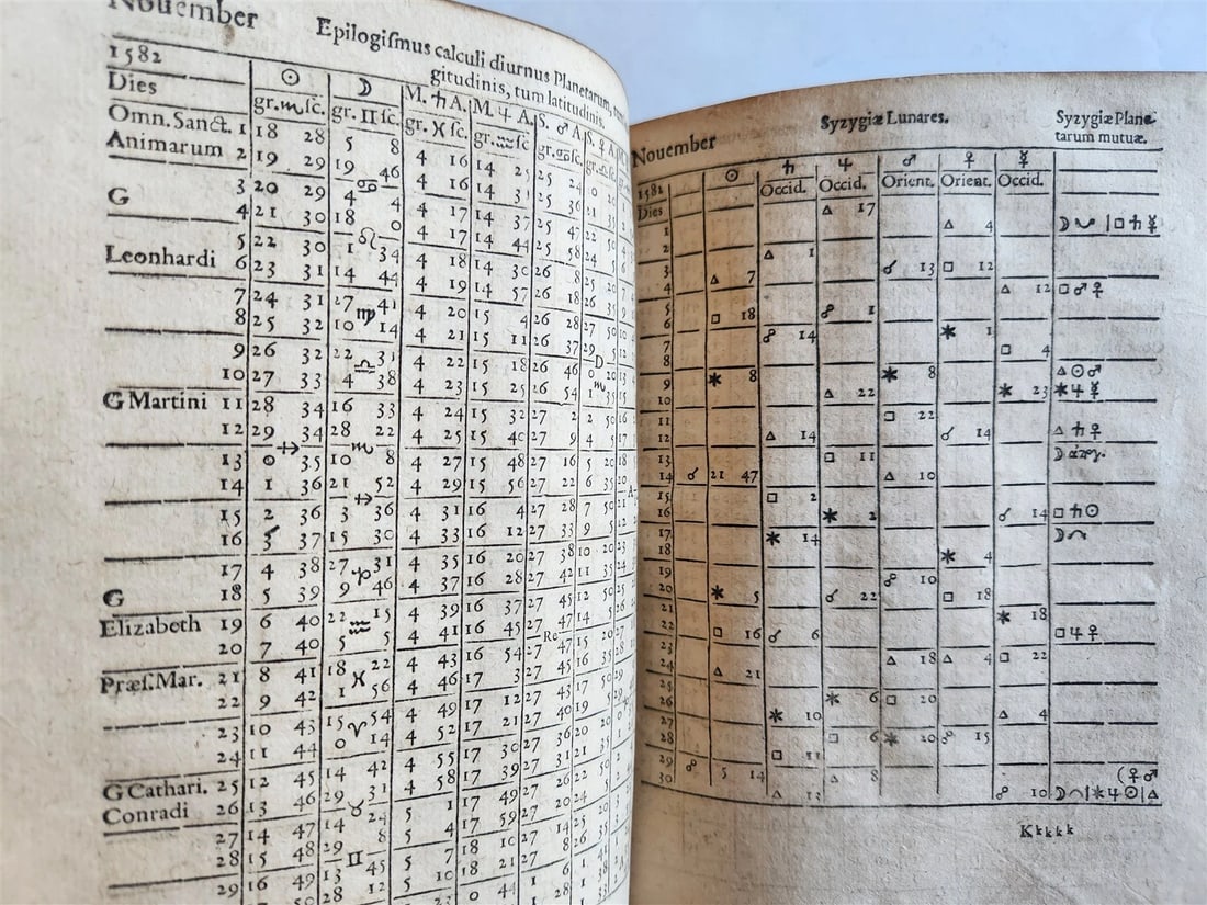1581 ASTROLOGY & ASTRONOMY Ephemerides Johannes Stadius ANTIQUE 2 PIGSKIN VOLS - 20