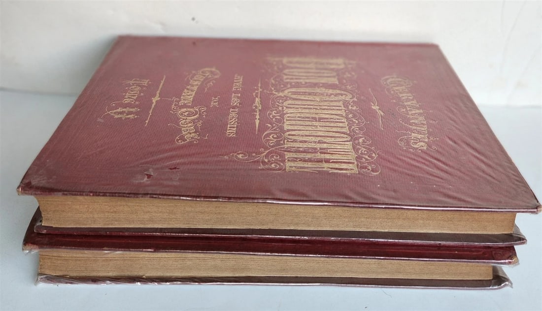 1869 DON QUIXOTE by CERVANTES illustrated by GUSTAVE DORE antique 2 FOLIO VOLS - 15
