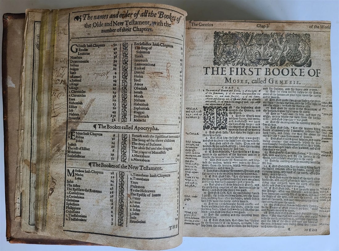 1631 BIBLE in ENGLISH ANTIQUE ILLUSTRATED Robert Barker OLD & NEW TESTAMENT 17c - 11