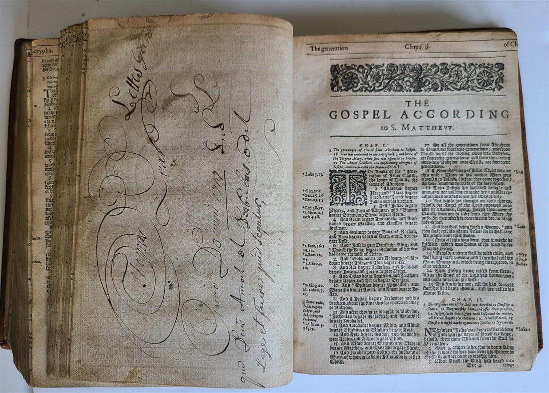1631 BIBLE in ENGLISH ANTIQUE ILLUSTRATED Robert Barker OLD & NEW TESTAMENT 17c - 14