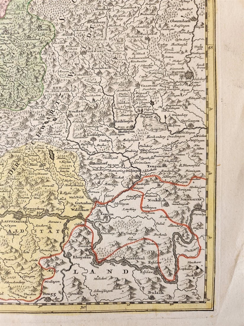 1720s ALSACE FRANCE antique MAP LAND GRAVIATUS ALSATIAE by JOHANN HOMANN - 4