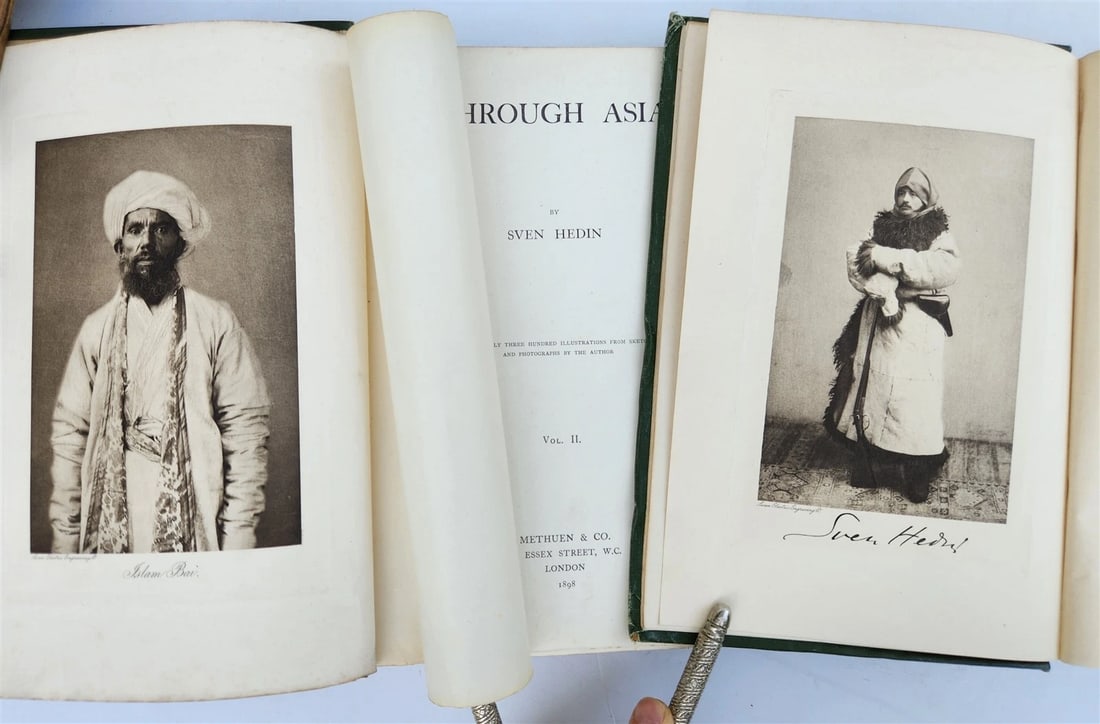 1898 THROUGH ASIA by SVEN HEDIN antique ILLUSTRATED w/ 300 PICTURES 2 volumes - 2