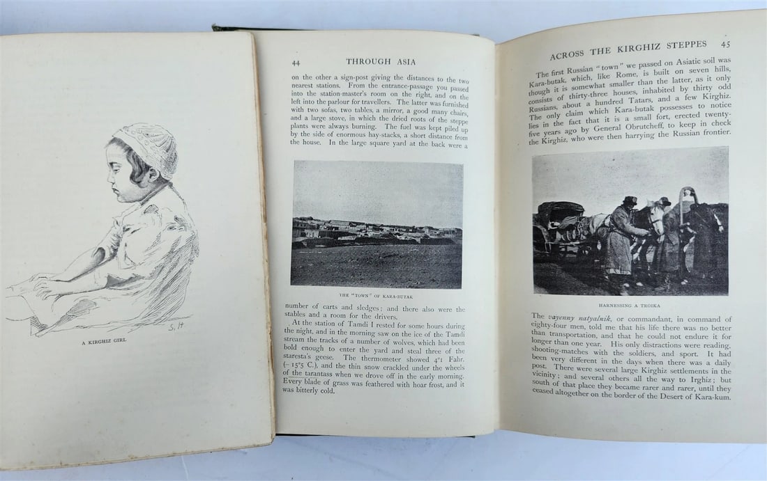 1898 THROUGH ASIA by SVEN HEDIN antique ILLUSTRATED w/ 300 PICTURES 2 volumes - 4