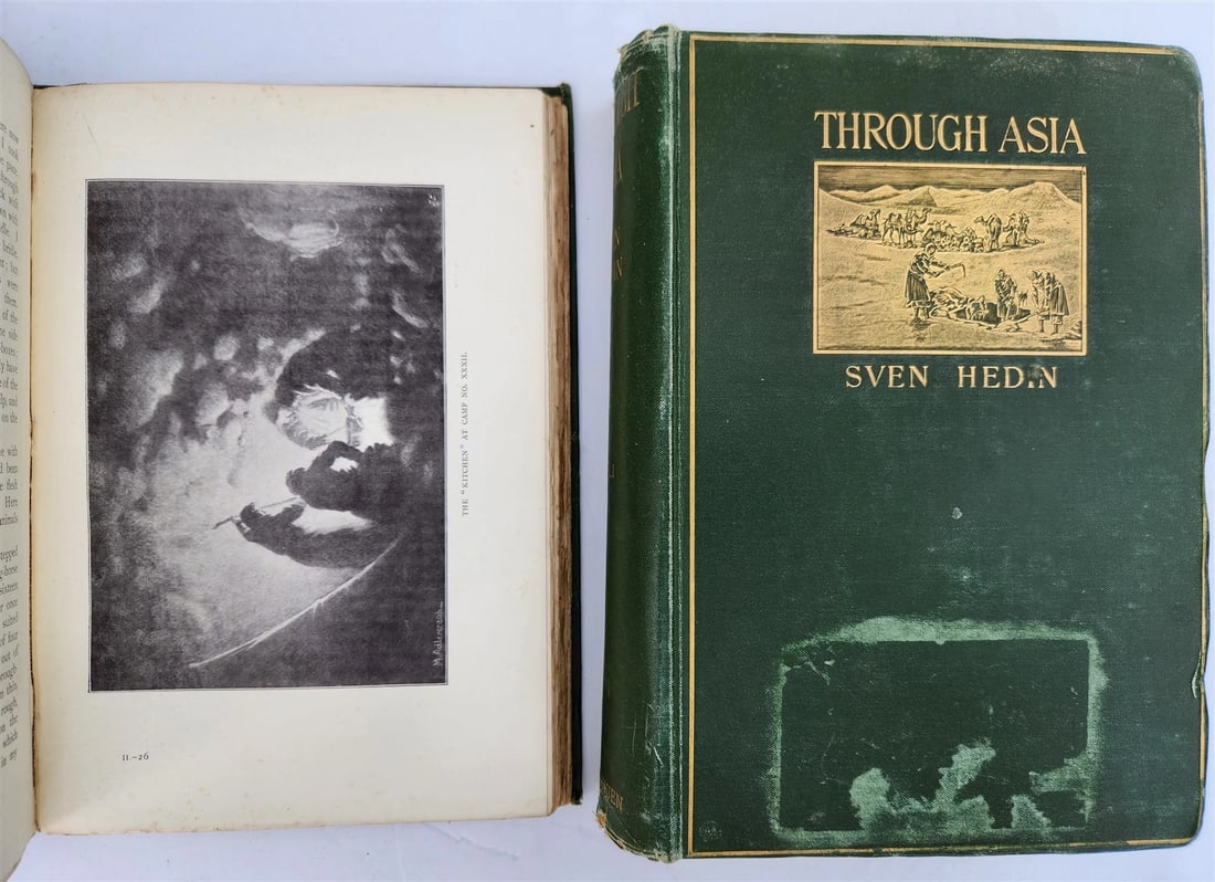 1898 THROUGH ASIA by SVEN HEDIN antique ILLUSTRATED w/ 300 PICTURES 2 volumes - 8