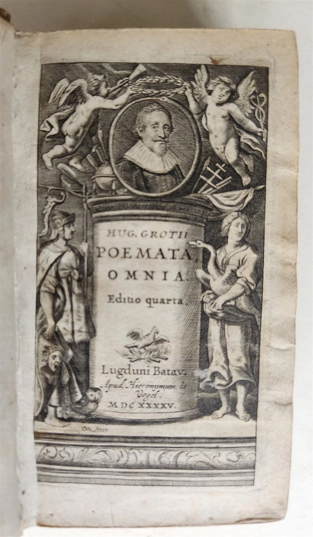 1645 GROTIUS POEMATA antique VELLUM BINDING POETRY: Title: 1645 GROTIUS POEMATA antique VELLUM BINDING POETRY Description: Grotius,H. Poemata omnia Leiden, Vogel ; 1645. Size: 3 by 5.5 inches Original overlapping vellum, manuscript title to the spine V