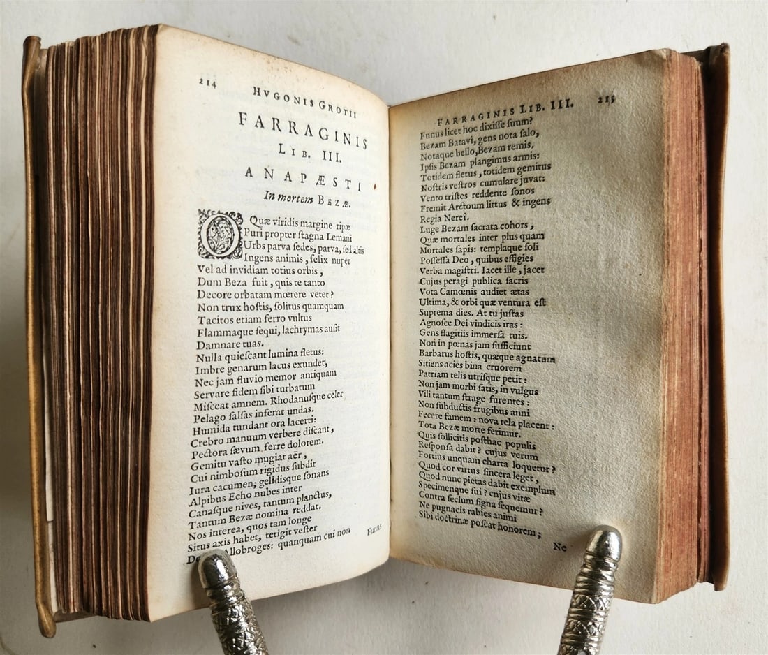 1645 GROTIUS POEMATA antique VELLUM BINDING POETRY - 5