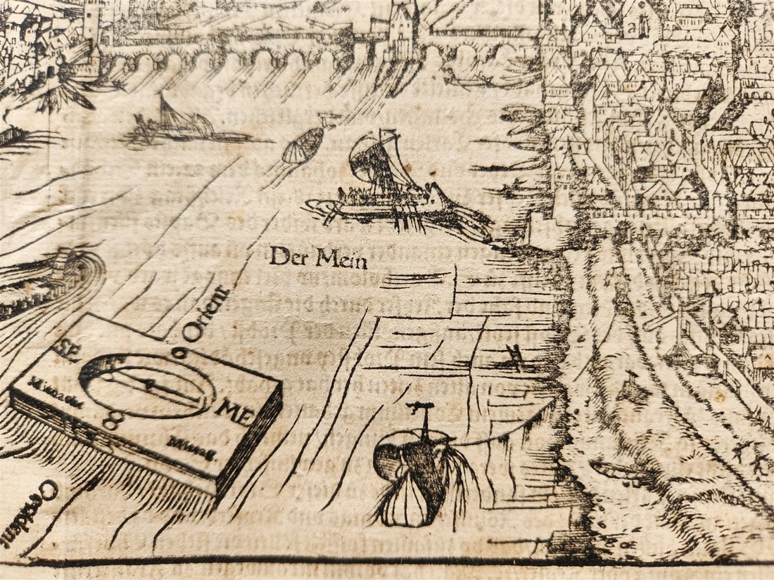 1572 FRANKFURT GERMANY from SEBASTIAN MUNSTER COSMOGRAPHY antique - 3