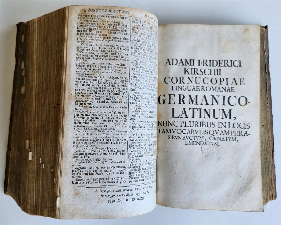 1741 LATIN GERMAN DICTIONARY incl. ANCIENT & MEDIEVAL antique PIGSKIN BINDING - 13
